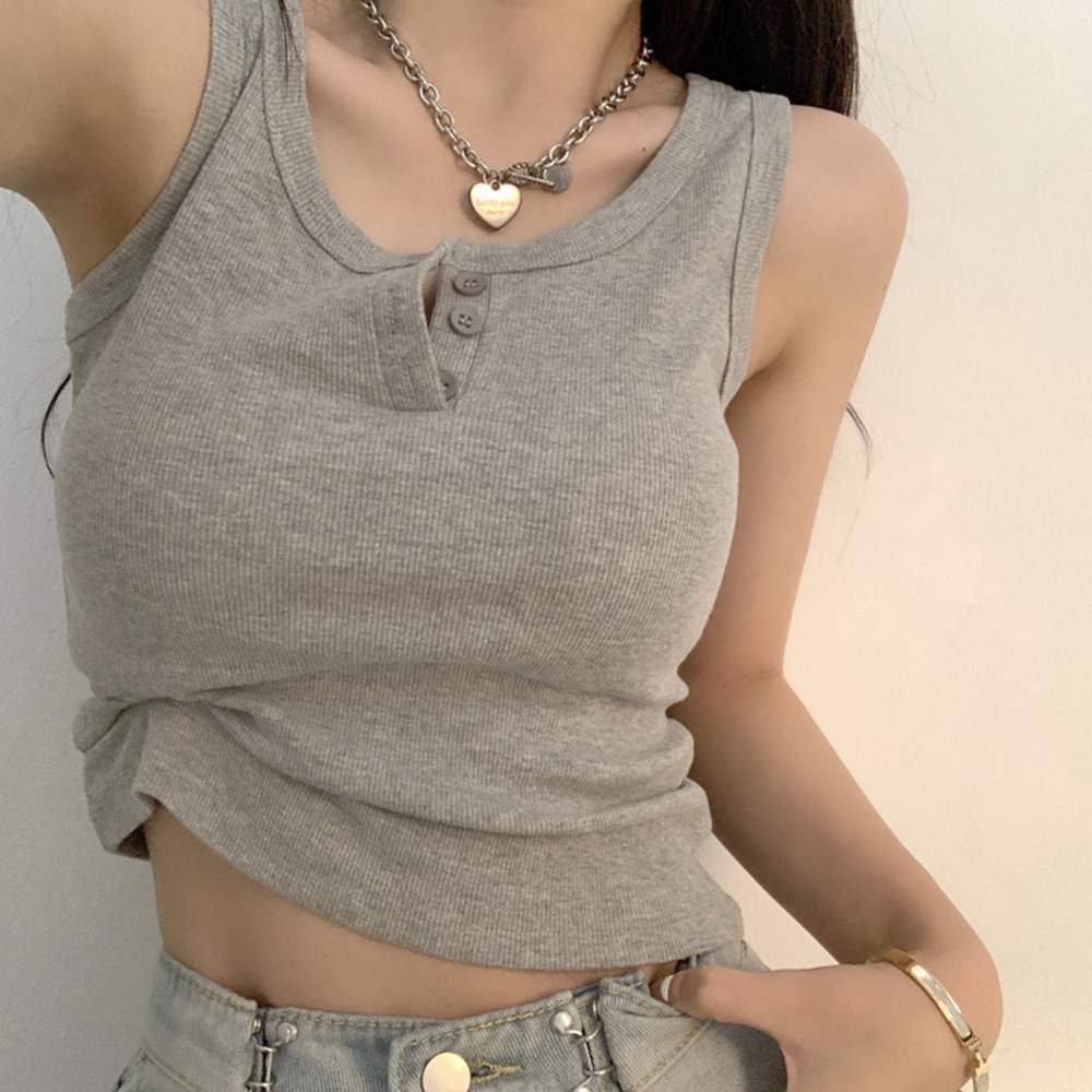Summer Zara - タンクトップ女性用リブボタンダウンノースリーブブラウスソリッドカラーカジュアルレディースティーントレンディベーシックサマードレス
