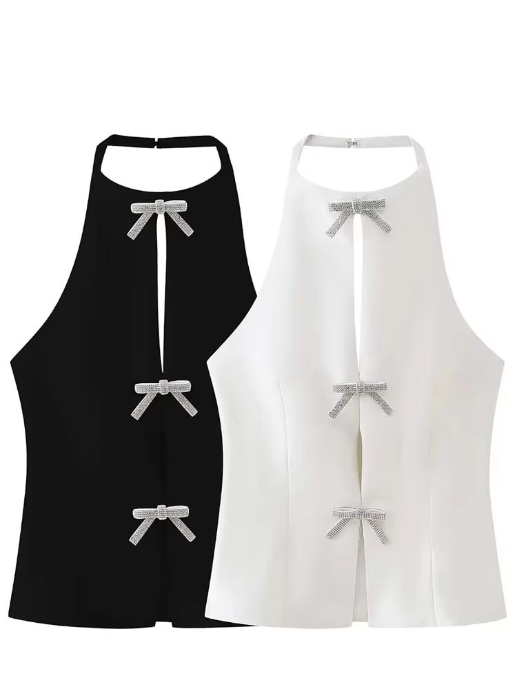 夏トップス 女性用ジュエリー リボン飾り ハンギングネックカ - Summer Zara のレビューと価格