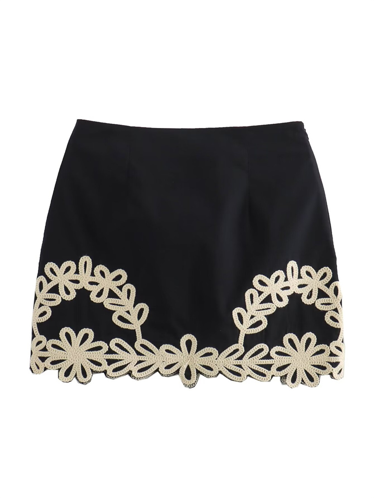 Zevity-女性用ミニスカート,ライン,花の刺embroi - Summer Zara のレビューと価格